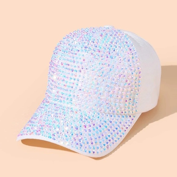 White Rhinestone Decor Baseball Cap - Picture 4 of 6